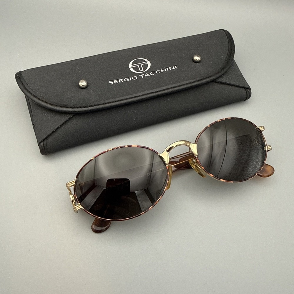 Vtg Polarized Sergio Tacchini S.T.1020-S Tortoise Gold Sunglasses Italy & Case